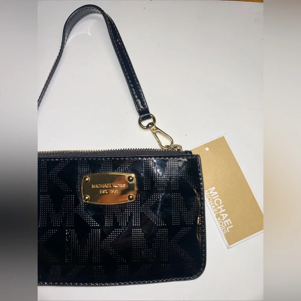 Michael Kors Black Wristlet with Gold Accents‎